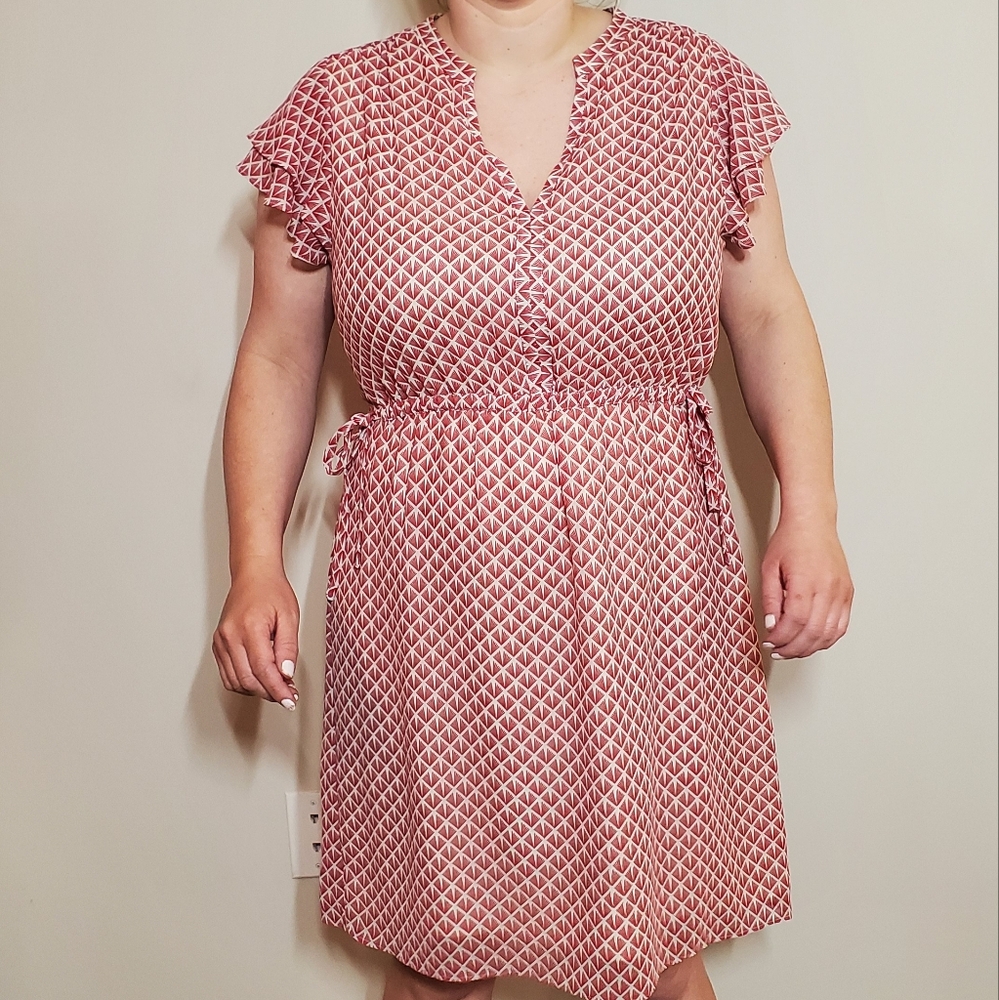 Red and White Patterned Dress